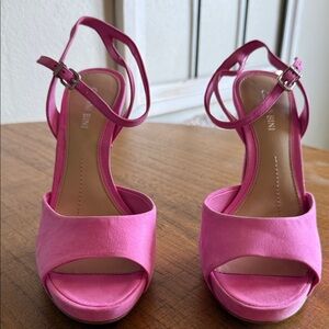 Gianni Bini Pink Suede Ankle Stiletto Sandals.